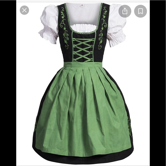 Bongossi Trade Dresses & Skirts - Bongossi Trade Black & Green Traditional Bavarian Dirndl Oktoberfest Sz 38 EUR